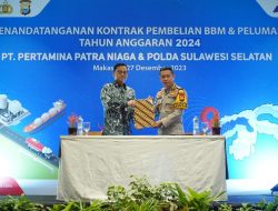 Pertamina dan Kepolisian Daerah Sulawesi Selatan Tandatangani Kontrak Kerjasama Pembelian BBM dan Pelumas Tahun 2024