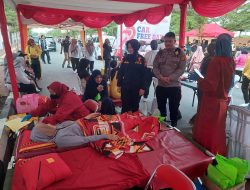 Semarak HUT Bhayangkara ke-79, Polres Gowa Gelar Donor Darah untuk Warga di CFD Jalan Masjid Raya